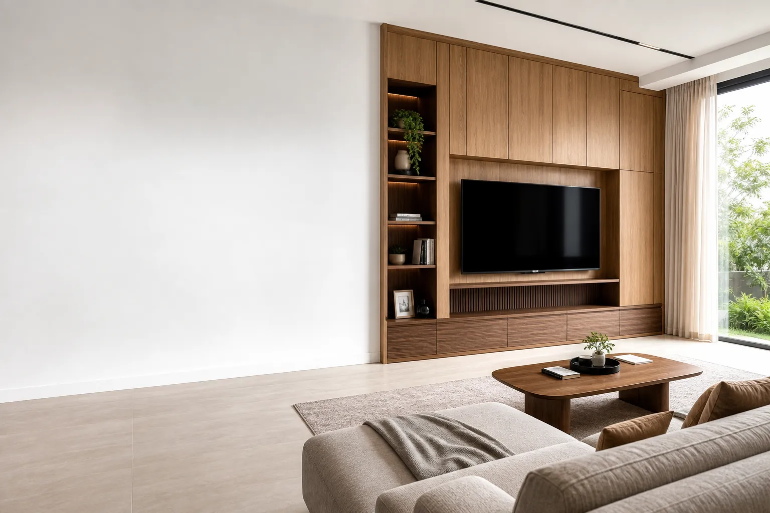 Custom TV feature wall and living room cabinet